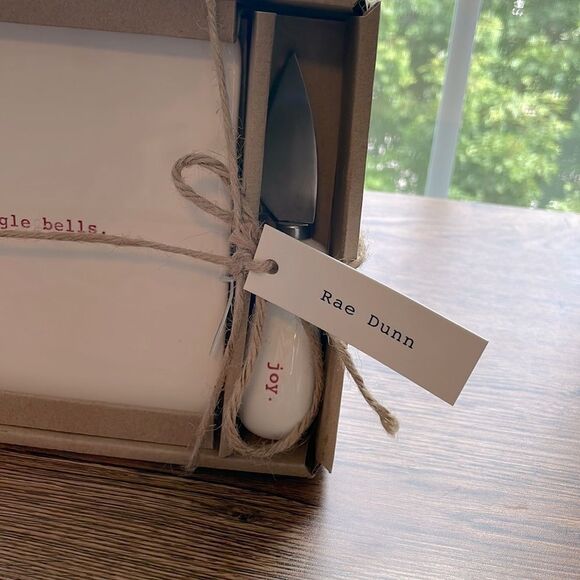 Rae Dunn Jingle Bells Printed Cheese Plate with Spreader. NWT. - Picture 4 of 8